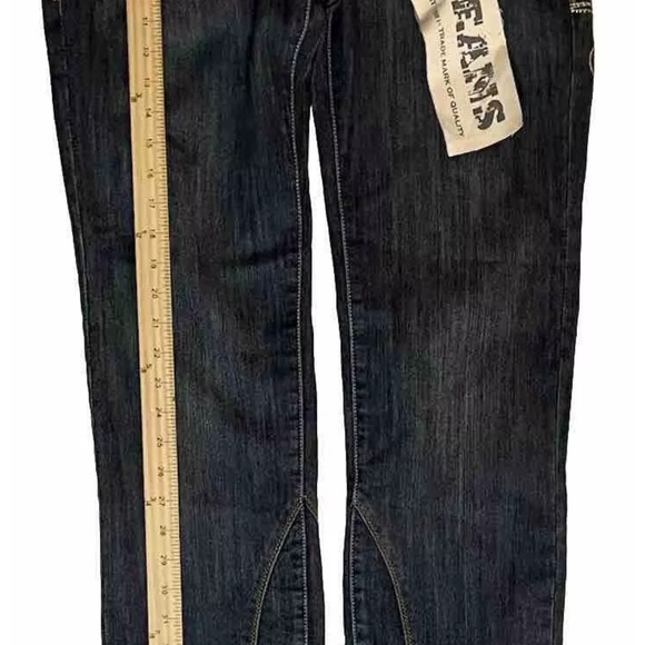 Goodtime Premium Jeans Juniors Straight Cut Iron Cross Bling Embroidered Size 15 - Picture 8 of 9